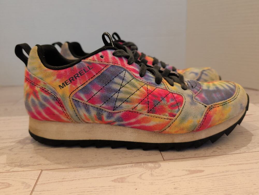 Merrell Women’s Alpine Hiking/Outdoor Suede Rainbow Shoes Tie Dyed Size 7.5